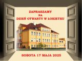 Grafika przedstawia szeroko otrarte drzwi. Pośrodku żółty budynek szkoły. Nad budynkiem napis "Zapraszamy na dni otwarte w...