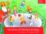 Zielono-czerwony baner akcji "Wiosną stypendia rosną".