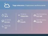 Zdjęcie z aplikacji WeatherLink ukazuje dane meteorologiczne w liczbach, temperature powietrza, wilgotność, zachmurzenie...