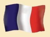 Flaga Francji: trzy pionowe pasy, od lewej: granatowy, biały, czerwony.