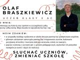 Plakat. Na białym tle czarny tekst. W prawym górnym rogu zdjęcie chłopaka.