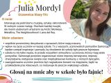 Plakat. Na białym tle czarny tekst. W prawym górnym rogu zdjęcie dziewczyny. Na plakacie porozrzucane przypadkowo różne...