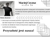 Na białym tle czarny tekst. W lewym górnym rogu czarno-białe zdjęcie chłopaka. Na plakacie różne szare kształty.